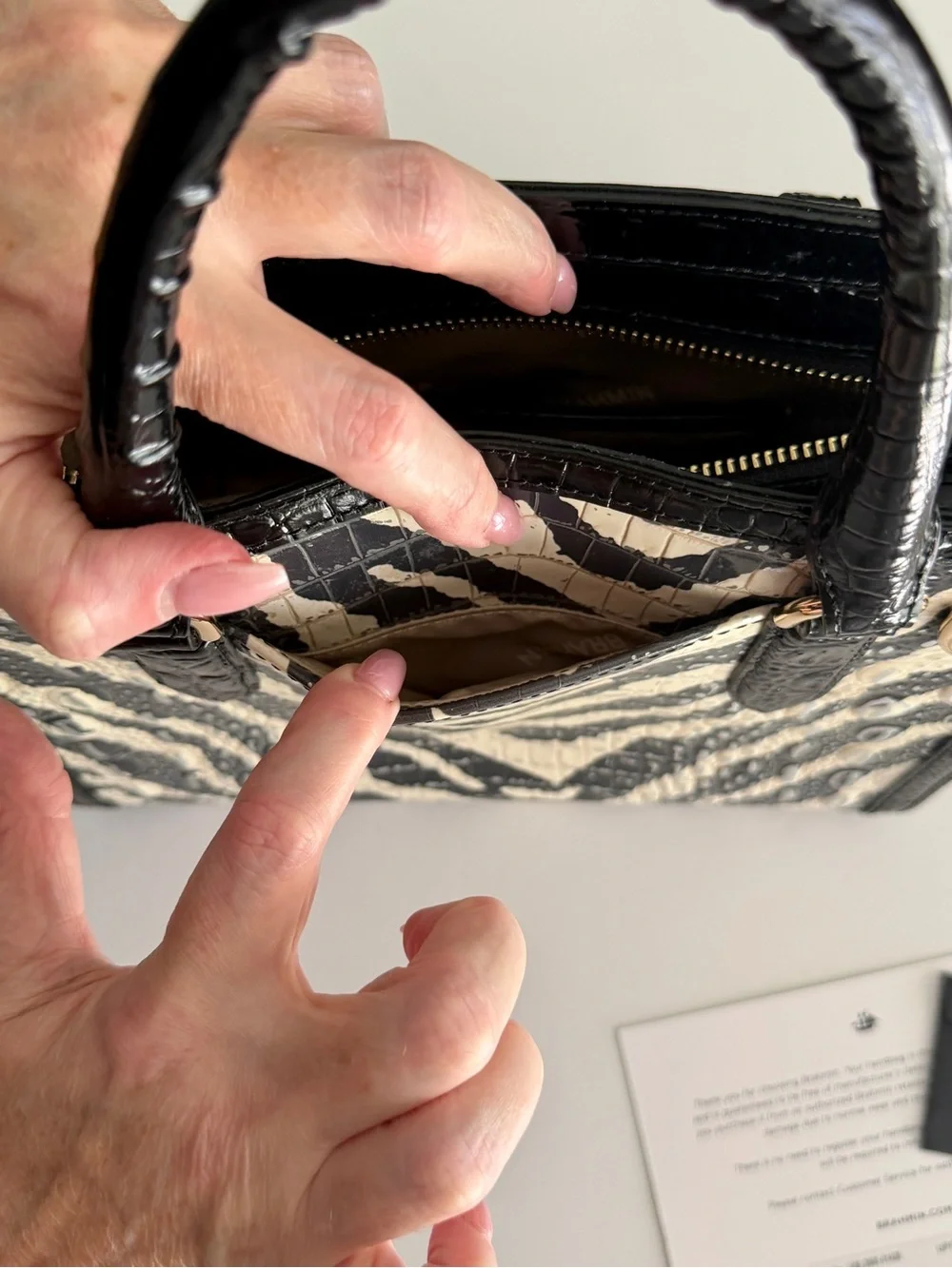 NWT Brahmin Cami Satchel in Zebra Print - Full Set with Dust Bag